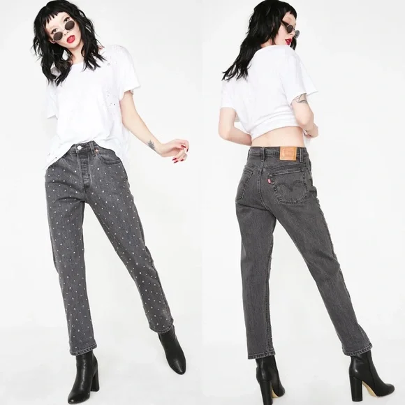 Levi’s 501 Crystal Embellished Crop Jeans 24x28